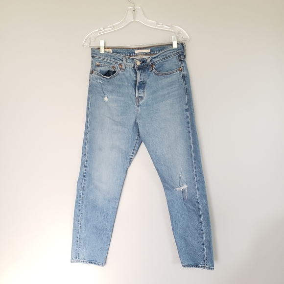 Levis Icon Wedgie Fit Jeans High Rise Distressed Sz 28 - Picture 1 of 5